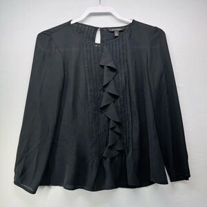 Banana Republic Black Pleated Ruffle‎ Blouse